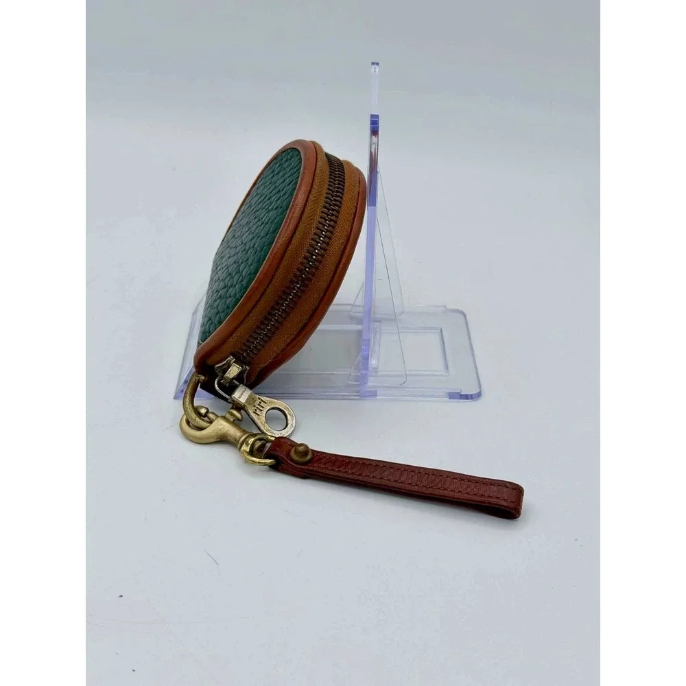 Dooney & Bourke Vintage All Weather Leather Round Coin Purse Green British Tan